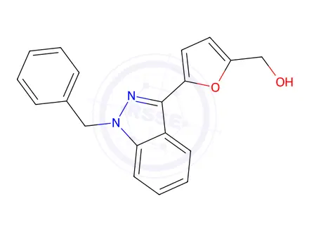 Chemical structure of 3-(5'-hydroxymethyl-2'-furyl)-1-benzylindazole