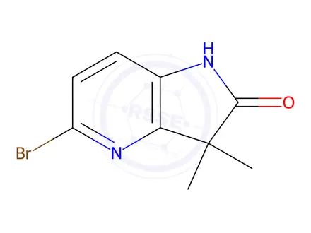 Chemical structure of 5-Bromo-3,3-dimethyl-1,3-dihydro-2H-pyrrolo[3,2-b]pyridin-2-one