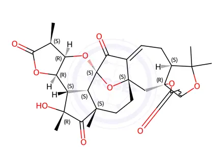 Chemical structure of (1S,3aR,3bS,3b1S,4R,5aS,7aS,8aR,11aR,13aS,16aS,17aR)-4-hydroxy-1,4,5a,13,13-pentamethyl-3a,3b,3b1,4,5a,6,7,11,11a,13a,14,17a-dodecahydro-2H,8H,10H-3,9,12,17,18-pentaoxa-7a,16a-methanocyclopenta[3',3a']azuleno[6',5':5,6]cycloocta[1,2,3-cd]-as-indacene-2,5,10,16(1H,13H)-tetraone