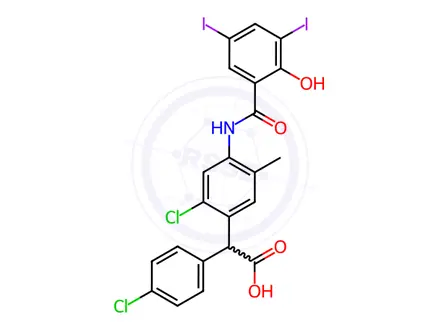 Chemical structure of Closantel Impurity 3 (Closantel Sodium Dihydrate EP Impurity C) (Mixture of Enantiomers)