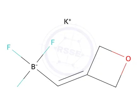 Chemical structure of potassium trifluoro[(oxetan-3-ylidene)methyl]boranuide