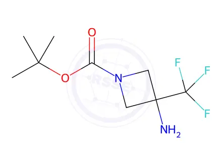 Chemical structure of tert-butyl 3-amino-3-(trifluoromethyl)azetidine-1-carboxylate