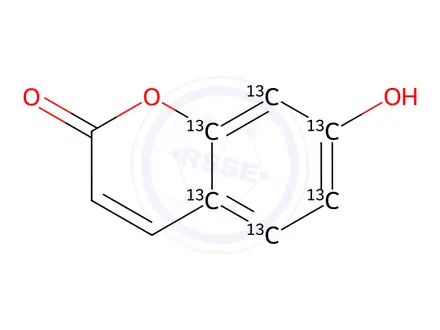 Chemical structure of 7-Hydroxy Coumarin-13C6