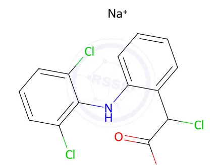 Chemical structure of Sodium 2-chloro-2-(2-((2,6-dichlorophenyl)amino)phenyl)acetate