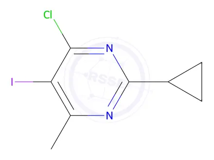 Chemical structure of 4-Chloro-2-cyclopropyl-5-iodo-6-methylpyrimidine