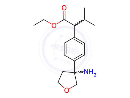 Chemical structure of ethyl 2-(4-(3-aminotetrahydrofuran-3-yl)phenyl)-3-methylbutanoate