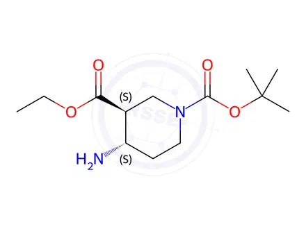 Chemical structure of (3S,4S)-1-tert-Butyl 3-ethyl 4-aminopiperidine-1,3-dicarboxylate