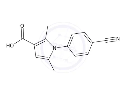 Chemical structure of 1-(4-cyanophenyl)-2,5-dimethyl-1H-pyrrole-3-carboxylic acid