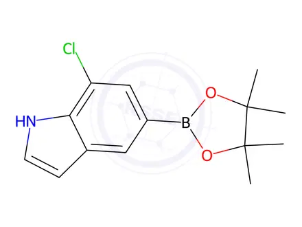 Chemical structure of 7-Chloro-5-(4,4,5,5-tetramethyl-1,3,2-dioxaborolan-2-yl)-1H-indole