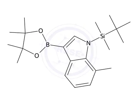 Chemical structure of 1-(tert-Butyldimethylsilyl)-7-methyl-3-(4,4,5,5-tetramethyl-1,3,2-dioxaborolan-2-yl)-1H-indole