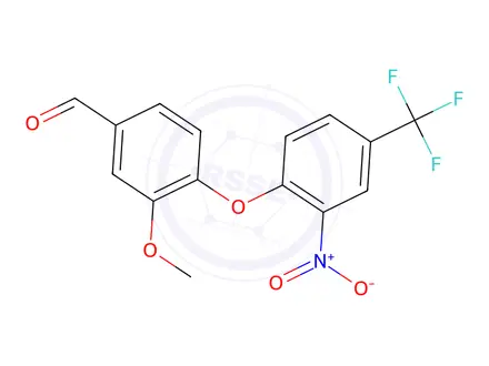 Chemical structure of 3-Methoxy-4-(2-nitro-4-(trifluoromethyl)phenoxy)benzaldehyde