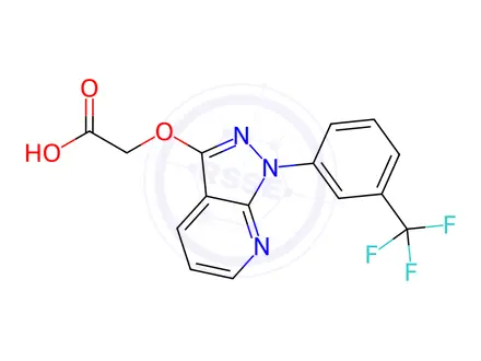 Chemical structure of [[1-[3-(Trifluoromethyl)phenyl]-1H-pyrazolo[3,4-b]pyridin-3-yl]oxy]acetic acid