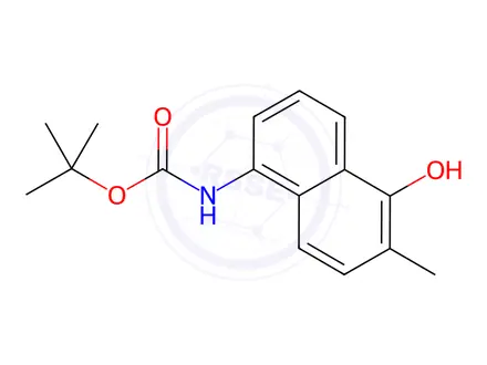 Chemical structure of Carbamic acid, N-(5-hydroxy-6-methyl-1-naphthalenyl)-, 1,1-dimethylethyl ester