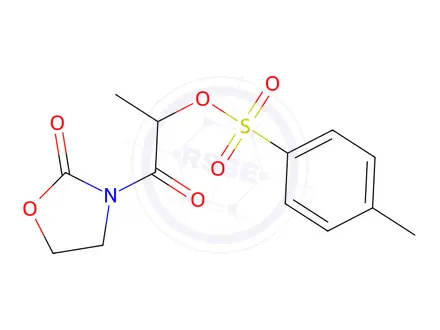 Chemical structure of (S)-1-oxo-1-(2-oxoxoxazolidine-3-yl) propyl-2-yl-4-methylbenzoate