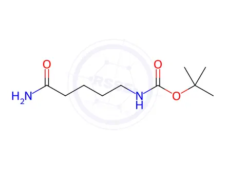 Chemical structure of Carbamic acid, N-(5-amino-5-oxopentyl)-, 1,1-dimethylethyl ester