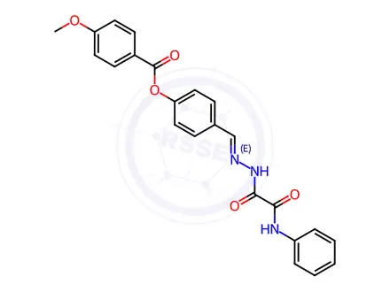 Chemical structure of 4-((2-(2-Oxo-2-(phenylamino)acetyl)hydrazono)methyl)phenyl 4-methoxybenzoate