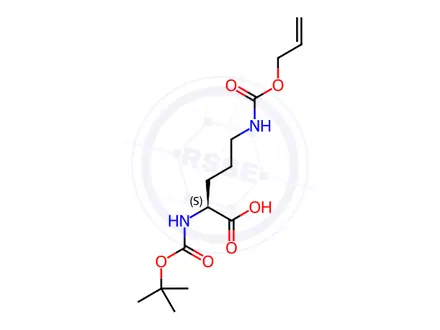 Chemical structure of (2S)-2-[(2-Methylpropan-2-yl)oxycarbonylamino]-5-(prop-2-enoxycarbonylamino)pentanoic acid