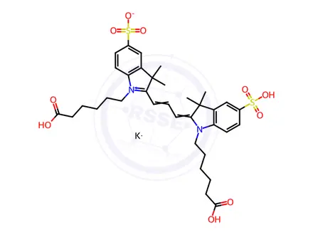 Chemical structure of Cyanine 3 Bihexanoic Acid Dye Potassium Salt