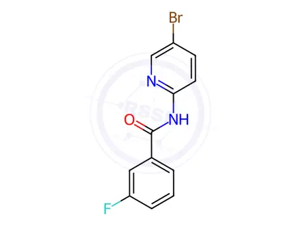 Chemical structure of N-(5-bromopyridin-2-yl)-3-fluorobenzamide