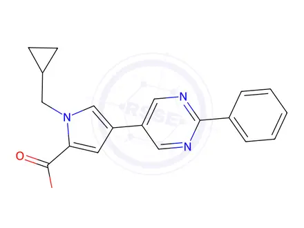 Chemical structure of 1-(Cyclopropylmethyl)-4-(2-phenylpyrimidin-5-yl)-1H-pyrrole-2-carboxylic acid