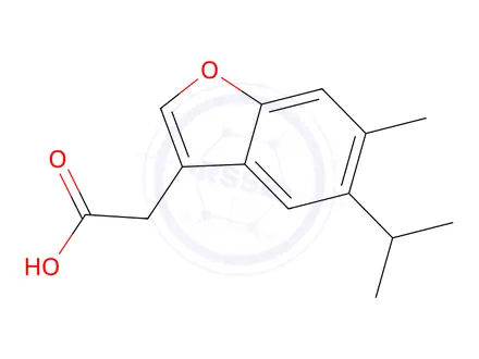 Chemical structure of 2-[6-Methyl-5-(propan-2-yl)-1-benzofuran-3-yl]acetic acid