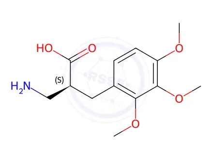 Chemical structure of (S)-3-amino-2-(2,3,4-trimethoxybenzyl)propanoic acid