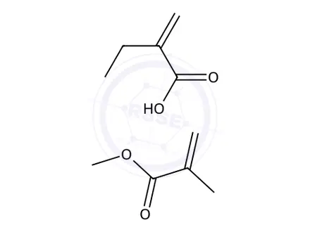 Chemical structure of 2-Propenoic acid, 2-methyl-, polymer with ethenylbenzene, ethyl 2-propenoate and methyl 2-methyl-2-propenoate