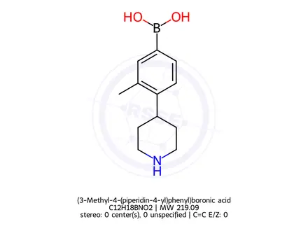 Chemical structure of (3-Methyl-4-(piperidin-4-yl)phenyl)boronic acid