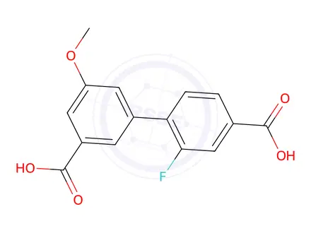 Chemical structure of 2-Fluoro-5'-methoxybiphenyl-3',4-dicarboxylic acid