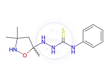 Chemical structure of N-Phenyl-2-(3,3,5-trimethylisoxazolidin-5-yl)hydrazinecarbothioamide
