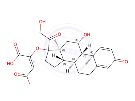 Chemical structure of 2-(((8S,9S,10R,11S,13S,14S)-11-hydroxy-17-(2-hydroxyacetyl)-10,13-dimethyl-3-oxo-6,7,8,9,10,11,12,13,14,15,16,17-dodecahydro-3H-cyclopenta[a]phenanthren-17-yl)oxy)maleic acid