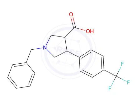 Chemical structure of 1-Benzyl-4-(4-(trifluoromethyl)phenyl)pyrrolidine-3-carboxylic acid