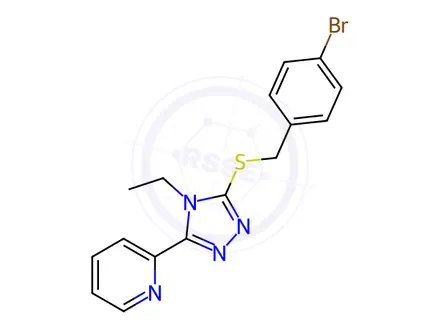 Chemical structure of 2-(5-((4-Bromobenzyl)thio)-4-ethyl-4H-1,2,4-triazol-3-yl)pyridine