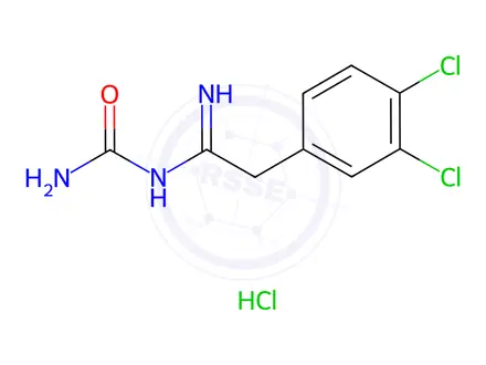 Chemical structure of 1-(1-Amino-2-(3,4-Dichlorophenyl)Ethylidene)Urea Hydrochloride