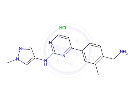 Chemical structure of 4-(4-(Aminomethyl)-3-methylphenyl)-N-(1-methyl-1H-pyrazol-4-yl)pyrimidin-2-amine hydrochloride