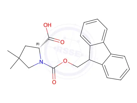 Chemical structure of (R)-1-(((9H-fluoren-9-yl)methoxy)carbonyl)-4,4-dimethylpyrrolidine-2-carboxylic acid