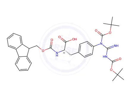 Chemical structure of (S)-FMOC-(4-PMC-GYANIDINO)-PHENYLALANINE