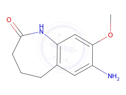 Chemical structure of 7-Amino-8-methoxy-1,3,4,5-tetrahydro-2h-benzo[b]azepin-2-one