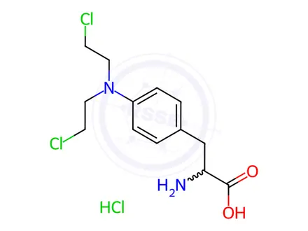 Chemical structure of 4-[Bis(2-chloroethyl)amino]-DL-phenylalanine hydrochloride