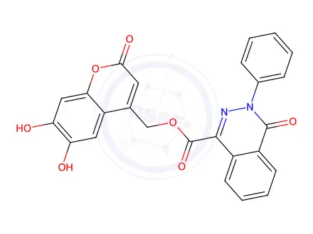 Chemical structure of (6,7-Dihydroxy-2-oxo-2H-chromen-4-yl)methyl 4-oxo-3-phenyl-3,4-dihydrophthalazine-1-carboxylate