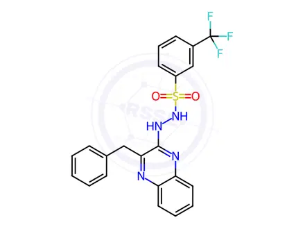 Chemical structure of N'-(3-benzylquinoxalin-2-yl)-3-(trifluoromethyl)benzenesulfonohydrazide