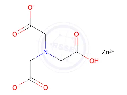 Chemical structure of hydrogen [N,N-bis(carboxymethyl)glycinato(3-)-N,O,O',O'']zincate(1-)