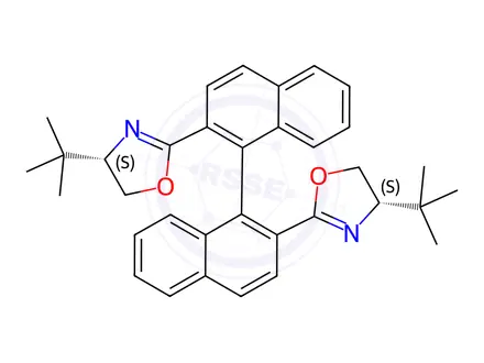 Chemical structure of (S)-2,2'-Bis((S)-4-(tert-butyl)-4,5-dihydrooxazol-2-yl)-1,1'-binaphthalene