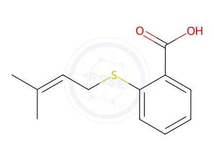 Chemical structure of 2-[(3-Methylbut-2-en-1-yl)sulfanyl]benzoic Acid