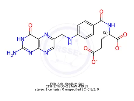 Chemical structure of Folic Acid disodium Salt