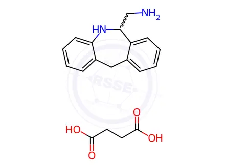 Chemical structure of (6,11-dihydro-5H-dibenzo[b,e]azepin-6-yl)methanamine succinate