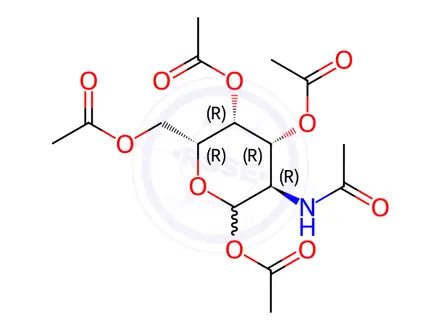 Chemical structure of 2-Acetamido-2-deoxy-D-galactopyranose-1,3,4,6-tetra-O-acetate