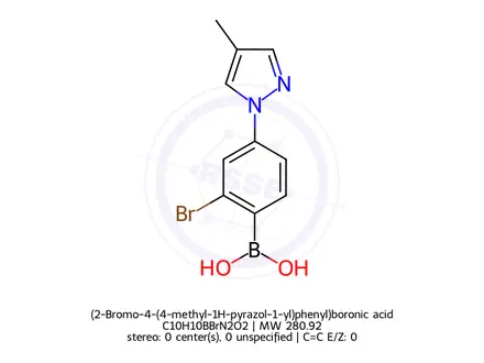 Chemical structure of (2-Bromo-4-(4-methyl-1H-pyrazol-1-yl)phenyl)boronic acid