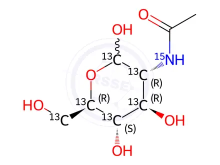 Chemical structure of N-acetyl-D-[UL-13C6;15N]glucosamine
