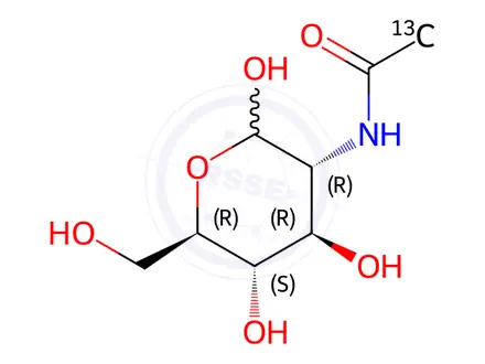 Chemical structure of N-[2-13C]acetyl-D-glucosamine